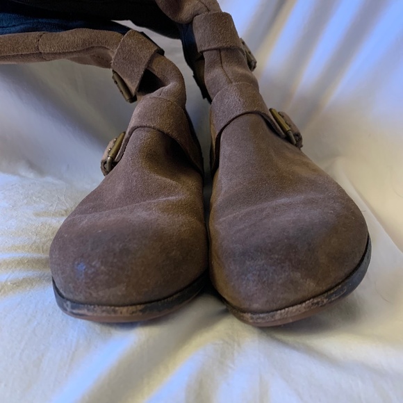 UGG brown suede and pebbled genuine leather riding boots - Picture 3 of 12